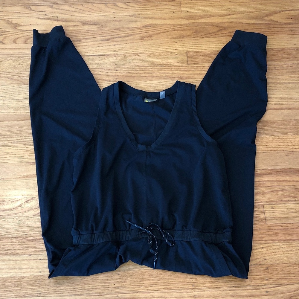 Zella Black Sleeveless Jumpsuit with Drawstring Waist, EUC, L - Picture 15 of 16
